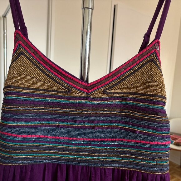 Beautiful Purple Chiffon dress with beaded bust - Picture 3 of 11